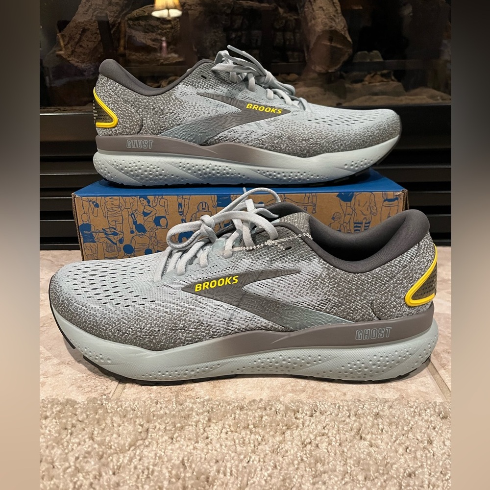 Brooks Ghost 16 Mens Shoes Green Running Walking Sneaker-Grey / Light Blue